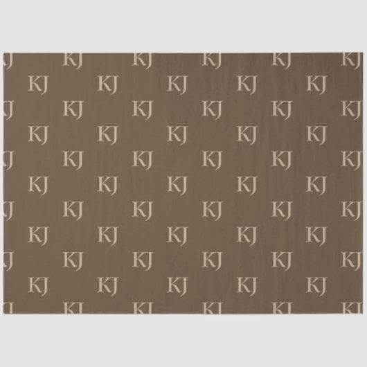 Initialen van Classy Brown en Beige Monogram Patro Tissuepapier (Voorkant)