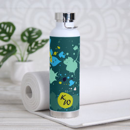 Initialen van de kleurrijke schilderplaat van de k waterfles