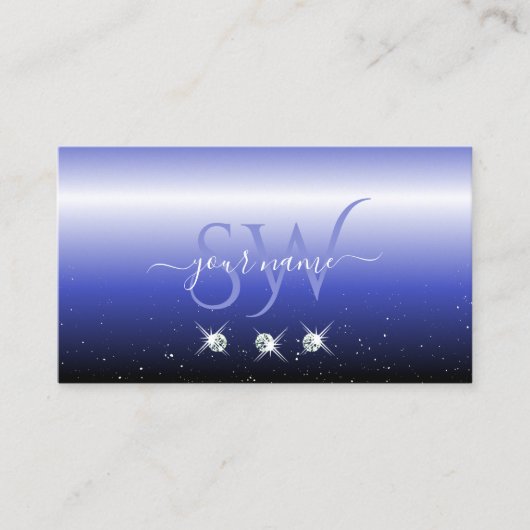 Initialen van de moderne blauwe zwarte ombre Spark Visitekaartje (Voorkant)