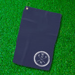 Initialen van het monogram golfhanddoek<br><div class="desc">Pas de initialen aan om een marineblauw monogrammed golfcadeau te creëer. Ontworpen door: Thisnotme©</div>