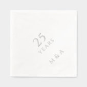 Initialen van het paar 25e Jubileum Party Silver Folie Servetten (Voorkant)
