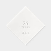 Initialen van het paar 25e Jubileum Party Silver Folie Servetten (Rechts)