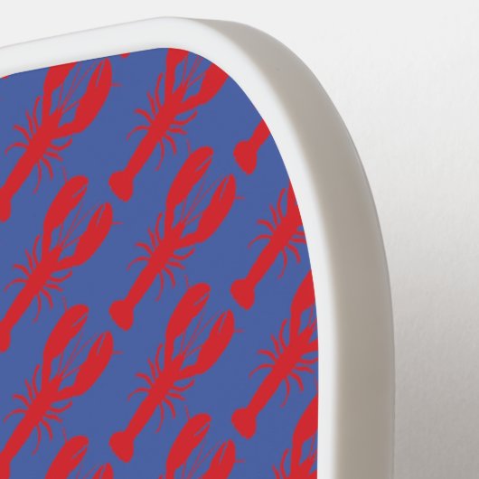 Initialen van het rode witte monogram blauw pickleball paddle (Links Detail)