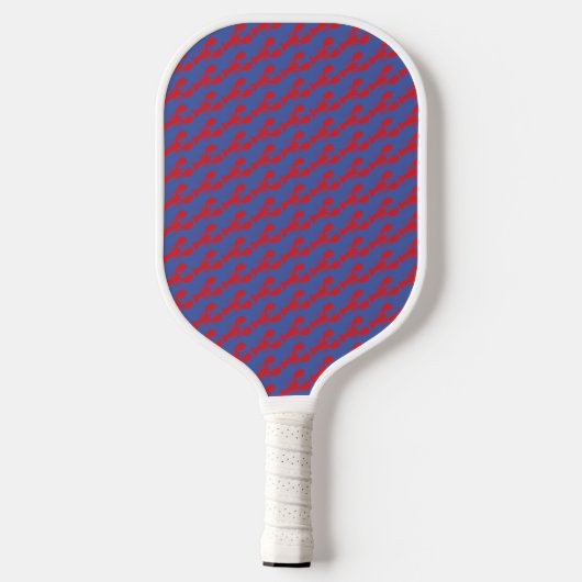 Initialen van het rode witte monogram blauw pickleball paddle (Achterkant)