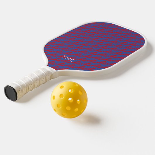 Initialen van het rode witte monogram blauw pickleball paddle (Laag 2)