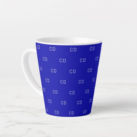 Initialen van koninklijk blauw monogram latte mok (Linkerhoek)