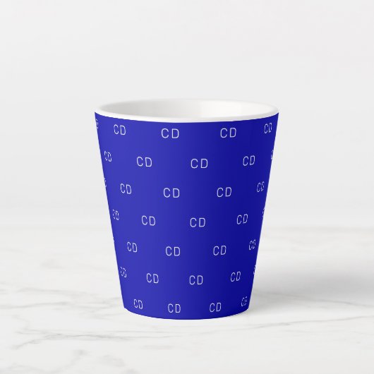 Initialen van koninklijk blauw monogram latte mok (Voorkant)