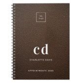 initialen van logo-bruinledermonogram notitieboek (Voorkant)