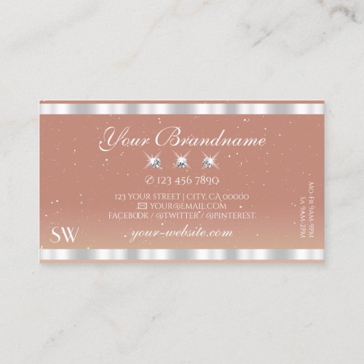 Initialen van Luxury Silver Coral Sparging Diamond Visitekaartje (Achterkant)