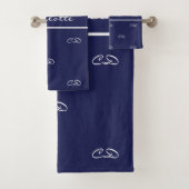 Initialen van marineblauw wit monogram bad handdoek (Insitu)