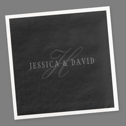 Initialen van namen en achternaam van koppels servet