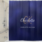 Initialen van Navy blue monogram Douchegordijn