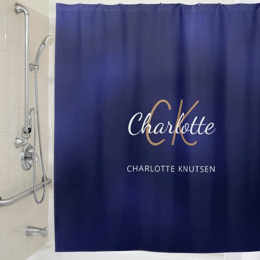 Initialen van Navy blue monogram Douchegordijn