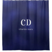 Initialen van Navy blue monogram Douchegordijn (Voorkant)