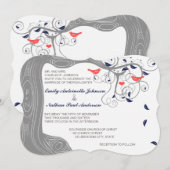 Initialen van Navy Gray en Coral in Trunk Love Bir Kaart (Voorkant / Achterkant)