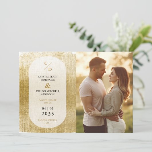 Initialen van Nice Golden Textured Effect Wedding (Staand voorkant)