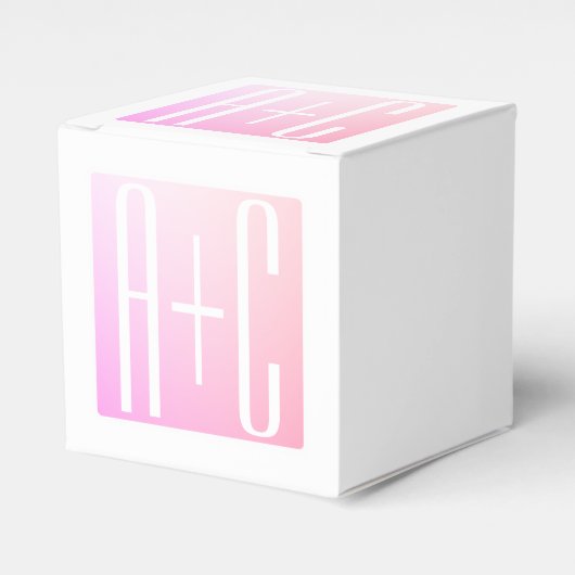 Initialen van paar | Subtle roze gradatie Bedankdoosjes (Voorkant Zijde)