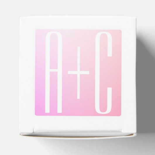 Initialen van paar | Subtle roze gradatie Bedankdoosjes (Bovenkant)