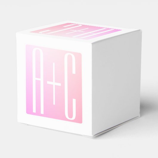 Initialen van paar | Subtle roze gradatie Bedankdoosjes (Achterkant)