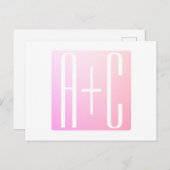 Initialen van paar | Subtle roze gradatie Briefkaart (Voorkant / Achterkant)