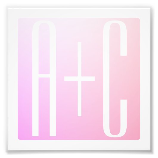 Initialen van paar | Subtle roze gradatie Foto Afdruk (Voorkant)