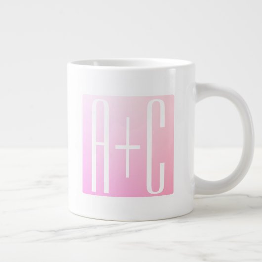 Initialen van paar | Subtle roze gradatie Grote Koffiekop (Rechts)