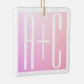 Initialen van paar | Subtle roze gradatie Keramisch Ornament (Rechts)