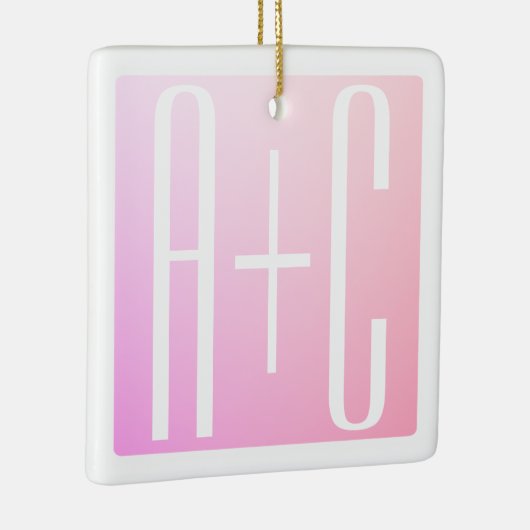 Initialen van paar | Subtle roze gradatie Keramisch Ornament (Rechts)