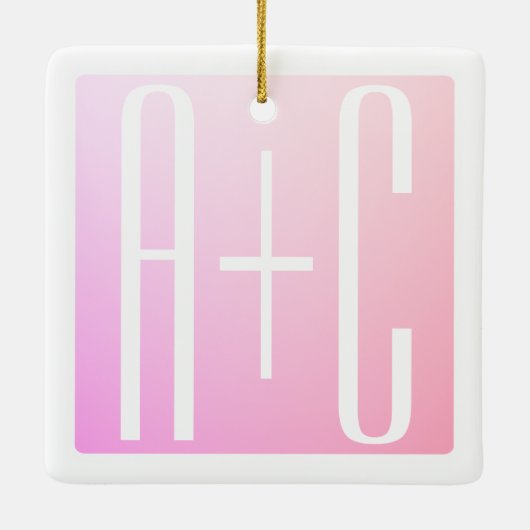 Initialen van paar | Subtle roze gradatie Keramisch Ornament (Achterkant)