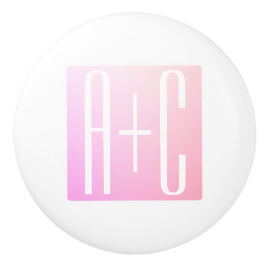 Initialen van paar | Subtle roze gradatie Keramische Knop (Voorkant)