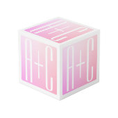 Initialen van paar | Subtle roze gradatie Kubus (Voorkant hoekig)