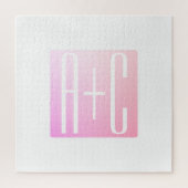 Initialen van paar | Subtle roze gradatie Legpuzzel (Verticaal)