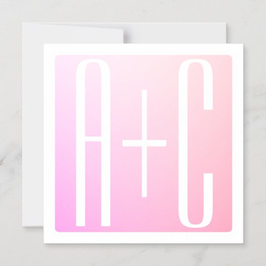 Initialen van paar | Subtle roze gradatie Magnetische Uitnodiging (Voorkant)