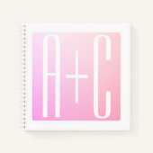 Initialen van paar | Subtle roze gradatie Notitieboek (Voorkant)
