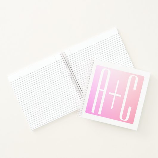 Initialen van paar | Subtle roze gradatie Notitieboek (Binnen)