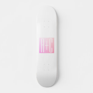Initialen van paar   Subtle roze gradatie Persoonlijk Skateboard