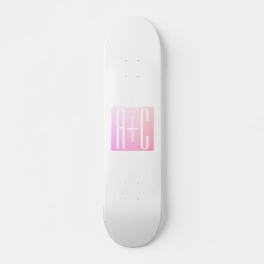 Initialen van paar | Subtle roze gradatie Persoonlijk Skateboard (Voorkant)