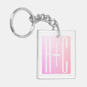 Initialen van paar | Subtle roze gradatie Sleutelhanger (Voorkant Links)