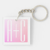 Initialen van paar | Subtle roze gradatie Sleutelhanger (Achterkant)
