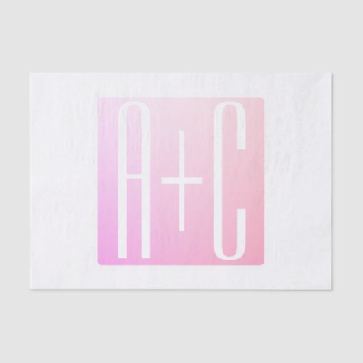 Initialen van paar | Subtle roze gradatie Tissuepapier (Voorkant)