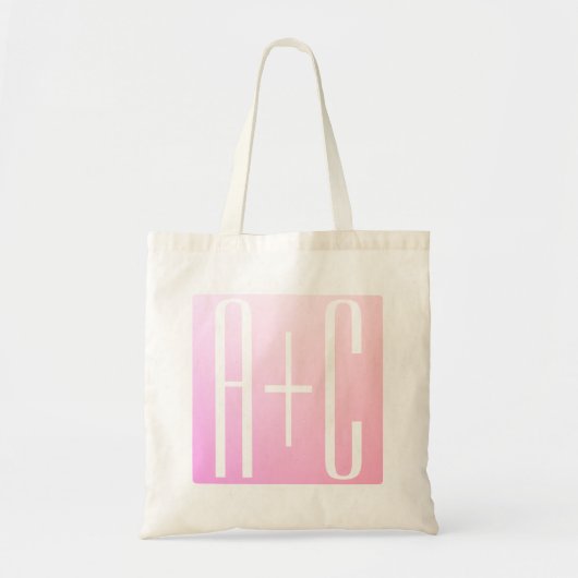 Initialen van paar | Subtle roze gradatie Tote Bag (Voorkant)