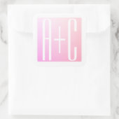 Initialen van paar | Subtle roze gradatie Vierkante Sticker (Tas)