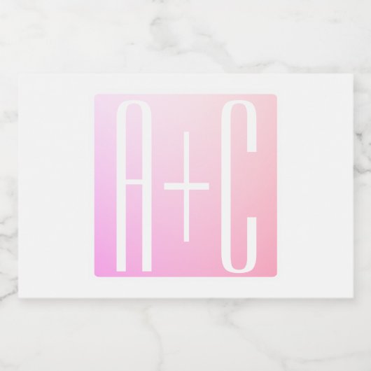 Initialen van paar | Subtle roze gradatie Voedselcontainer Etiket (Enkel label)