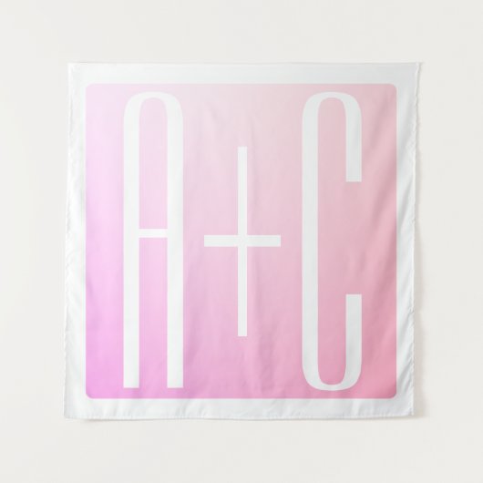 Initialen van paar | Subtle roze gradatie Wandkleed (Voorkant)