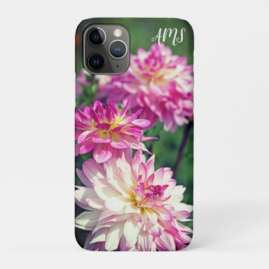 Initialen van roze en witte dagbloemen Case-Mate iPhone case (Achterkant)