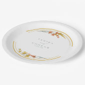 Initialen van Wildflower Wedding Waterverf Gold ID Papieren Bordje (Gekanteld)