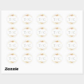Initialen van Wildflower Wedding Waterverf Gold ID Ronde Sticker (Vel)