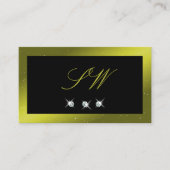 Initialen van zwarte olijven, groen geel, moussere visitekaartje (Voorkant)