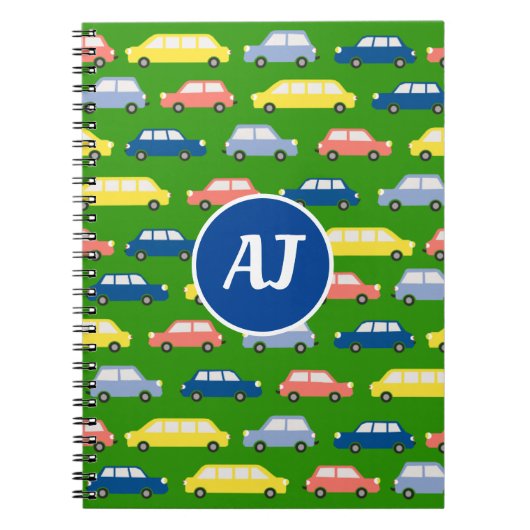Initialen voor Cartoon van auto's Notitieboek (Voorkant)