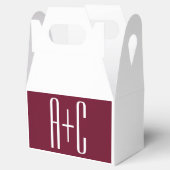 Initialen voor eenvoudige paren | White en Bourgog Bedankdoosjes (Geopend)